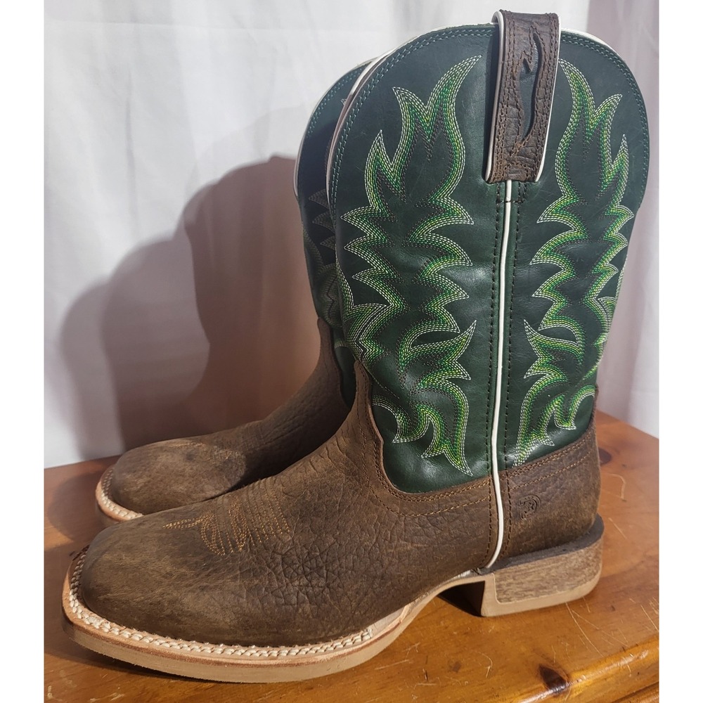 New Mens Durango Rebel Pro Western Bridle Boots Size 10M Brown/Evergreen ~Cowboy